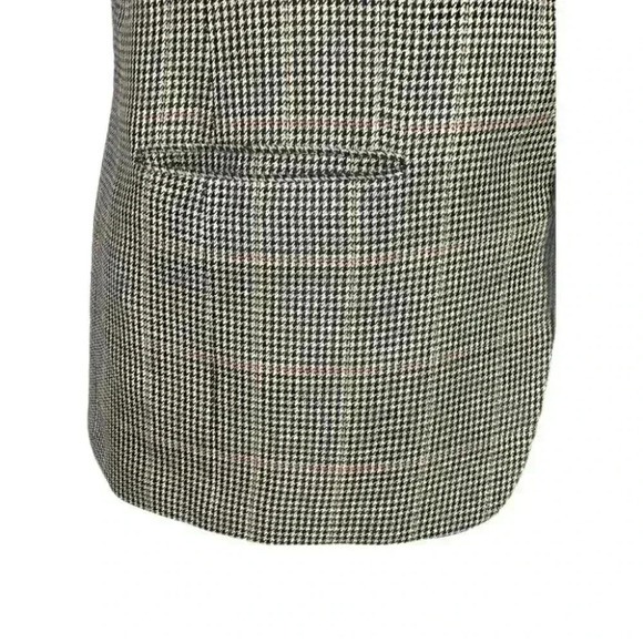 Gieves & Hawkes Men 43 R Houndstooth 2 Button Bespoke Blazer Silk Wool Black Tan - Picture 3 of 8